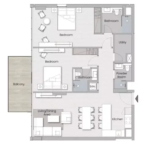 Plattegrond van 2 slaapkamers in Havelock Residences