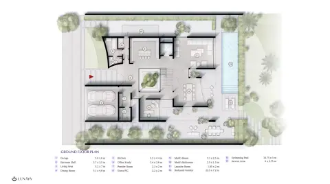 Plattegrond van 5 slaapkamers in Lunaya