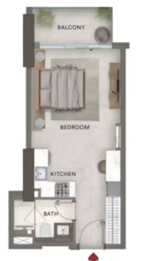 Plattegrond van Studio in Urban Park Residences