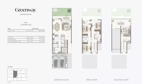 Plattegrond van 3 slaapkamers in Greenway