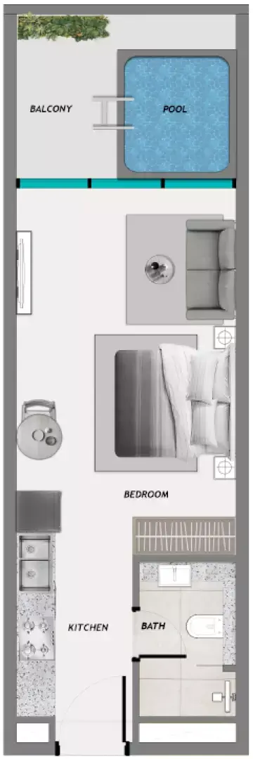 Plattegrond van Studio in Samana Resorts