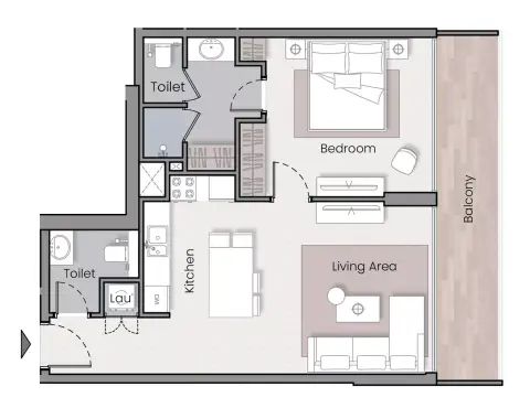 Plattegrond van 1 slaapkamer in Havelock Heights