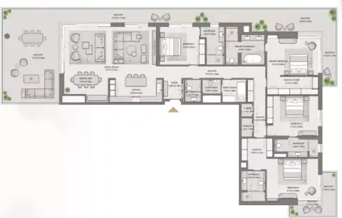 Plattegrond van 4 slaapkamers in Riwa
