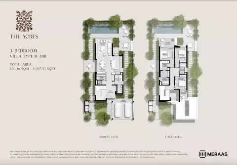 Plattegrond van 3 slaapkamers in The Acres