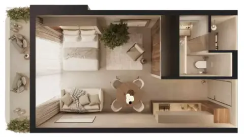Plattegrond van Studio in Oak Yard