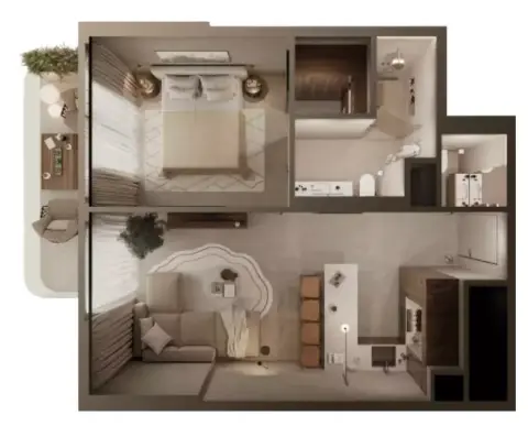 Plattegrond van 1 slaapkamer in Oak Yard