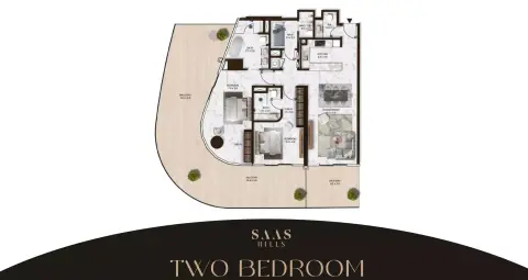 Plattegrond van 2 slaapkamers in SAAS Hills