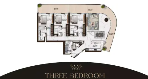 Plattegrond van 3 slaapkamers in SAAS Hills