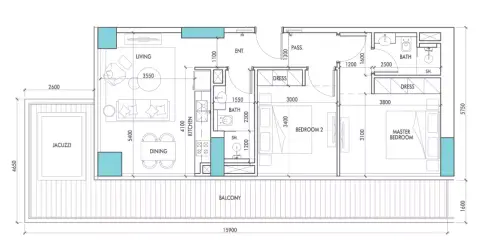Plattegrond van 3 slaapkamers in Parkway by Prestige One