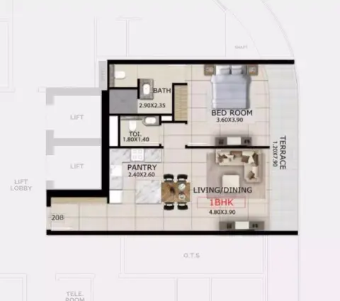 Plattegrond van 1 slaapkamer in Mayfair Gardens