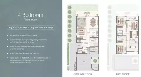 Plattegrond van 4 slaapkamers in Velora By Emaar