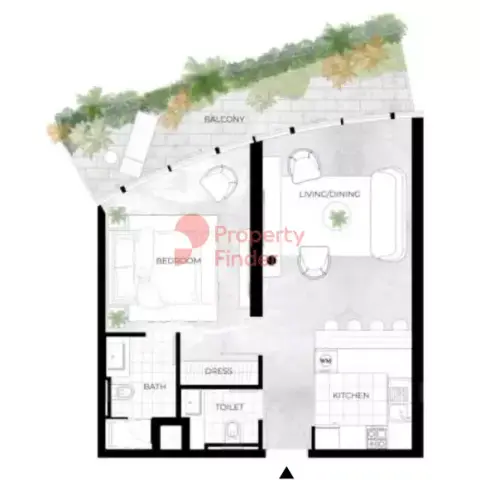 Plattegrond van 1 slaapkamer in Trussardi Residences