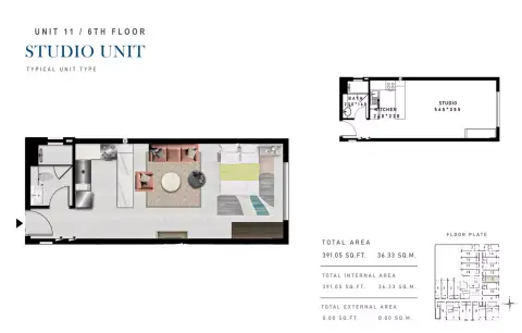 Plattegrond van Studio in Rokane G25