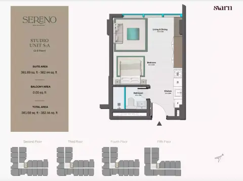 Plattegrond van Studio in Sereno Residences