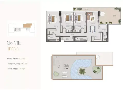 Plattegrond van 3 slaapkamers in Legado