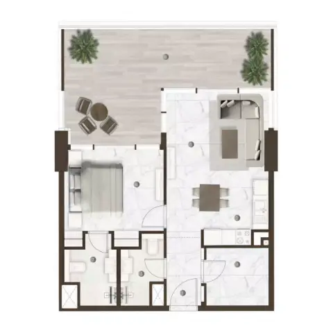 Plattegrond van 1 slaapkamer in Onda By Kasco