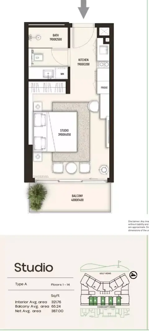 Plattegrond van Studio in Condor Golf Links 18