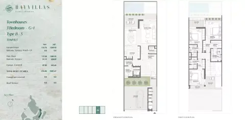 Plattegrond van 3 slaapkamers in Bay Villas By Nakheel