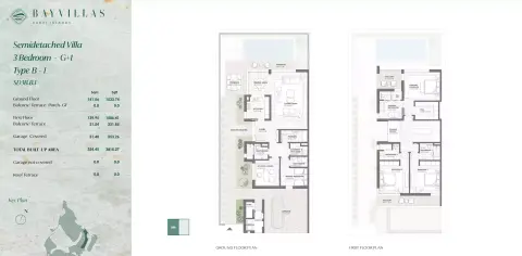 Plattegrond van 3 slaapkamers in Bay Villas By Nakheel