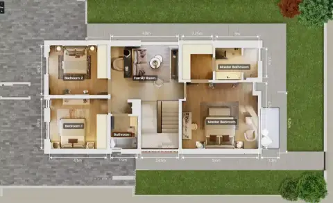Plattegrond van 3 slaapkamers in Leon