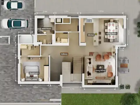 Plattegrond van 4 slaapkamers in Leon