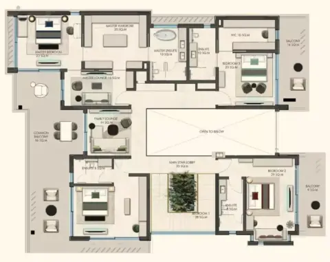 Plattegrond van 4 slaapkamers in Harrisoni La Mer Villas