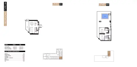 Plattegrond van 2 slaapkamers in Binghatti Starlight