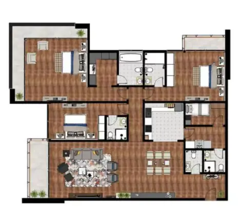 Plattegrond van 3 slaapkamers in Mariane Tower