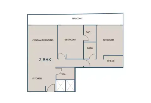 Plattegrond van 2 slaapkamers in Beach Walk Residence Phase 2 By Imtiaz
