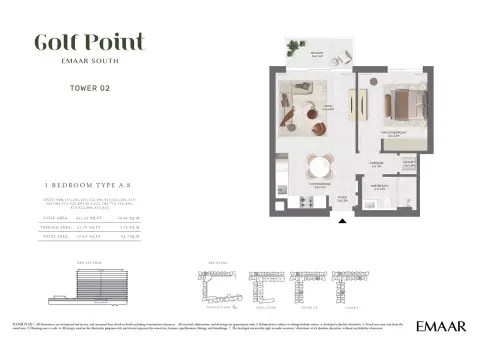 Plattegrond van 2 slaapkamers in Golf Point