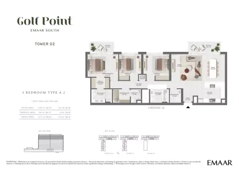 Plattegrond van 3 slaapkamers in Golf Point