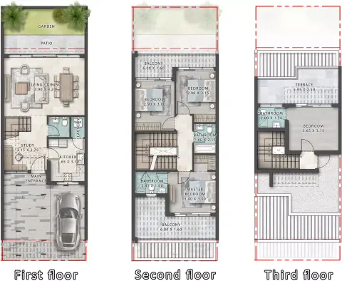 Plattegrond van 4 slaapkamers in Violet 3