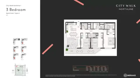 Plattegrond van 3 slaapkamers in Northline City Walk By Meraas