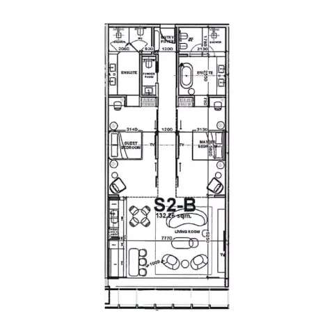 Plattegrond van 2 slaapkamers in Five Palm Jumeirah