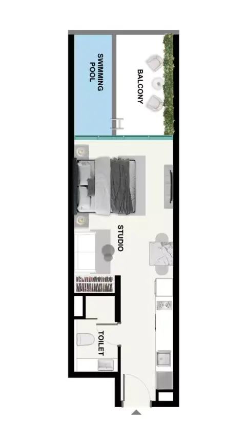 Plattegrond van Studio in Samana Park Meadows