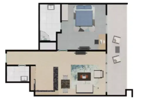 Plattegrond van 1 slaapkamer in Rukan Maison