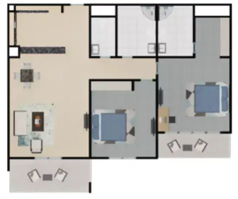 Plattegrond van 2 slaapkamers in Rukan Maison