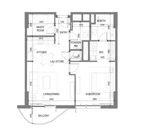 Plattegrond van 1 slaapkamer in Takaya