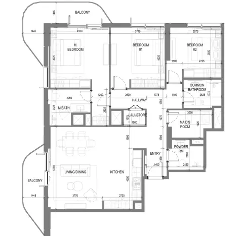 Plattegrond van 3 slaapkamers in Takaya