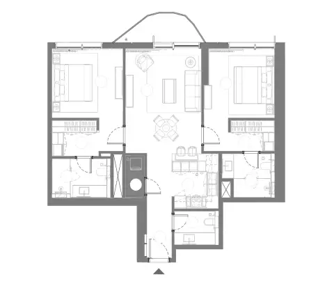 Plattegrond van 2 slaapkamers in Takaya