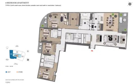 Plattegrond van 4 slaapkamers in Sobha Seahaven