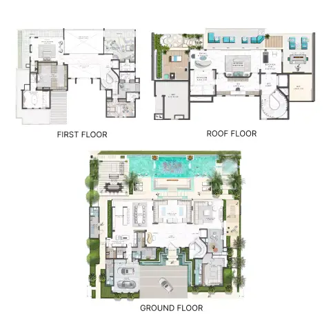 Plattegrond van 5 slaapkamers in Villa Elaine