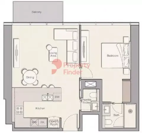 Plattegrond van 1 slaapkamer in Upper House