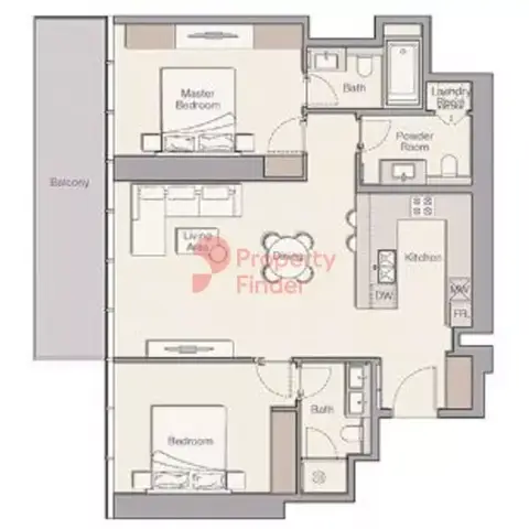 Plattegrond van 2 slaapkamers in Upper House