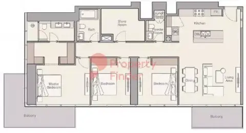 Plattegrond van 3 slaapkamers in Upper House
