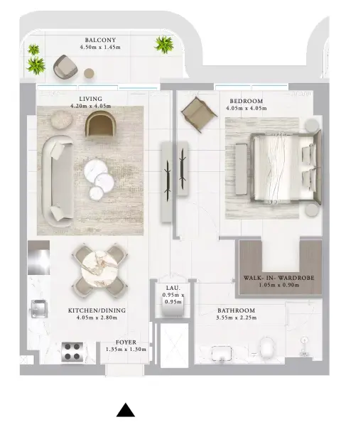 Plattegrond van 1 slaapkamer in Ocean Star