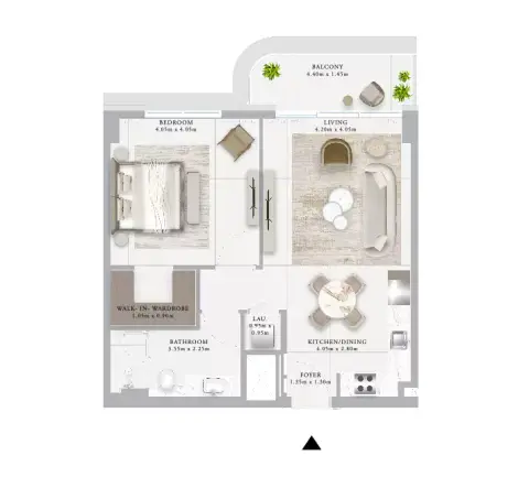 Plattegrond van 1 slaapkamer in Ocean Star