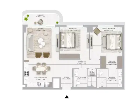 Plattegrond van 2 slaapkamers in Ocean Star