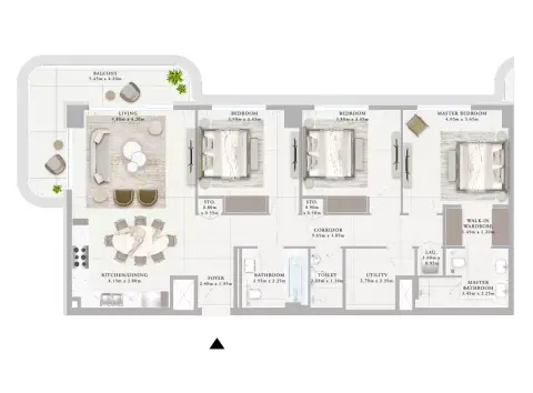 Plattegrond van 3 slaapkamers in Ocean Star