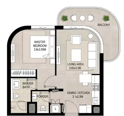 Plattegrond van 1 slaapkamer in Savannah